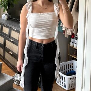 White Ruffled Crop Top